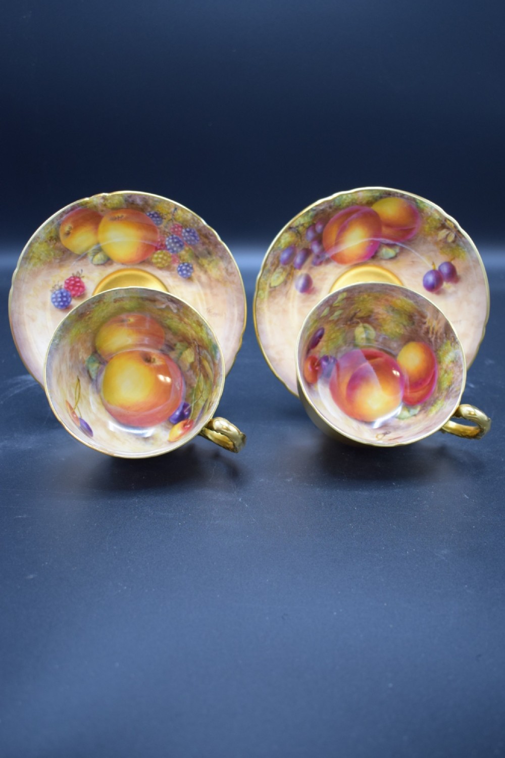 royal worcester pair of large breakfast cups and saucers