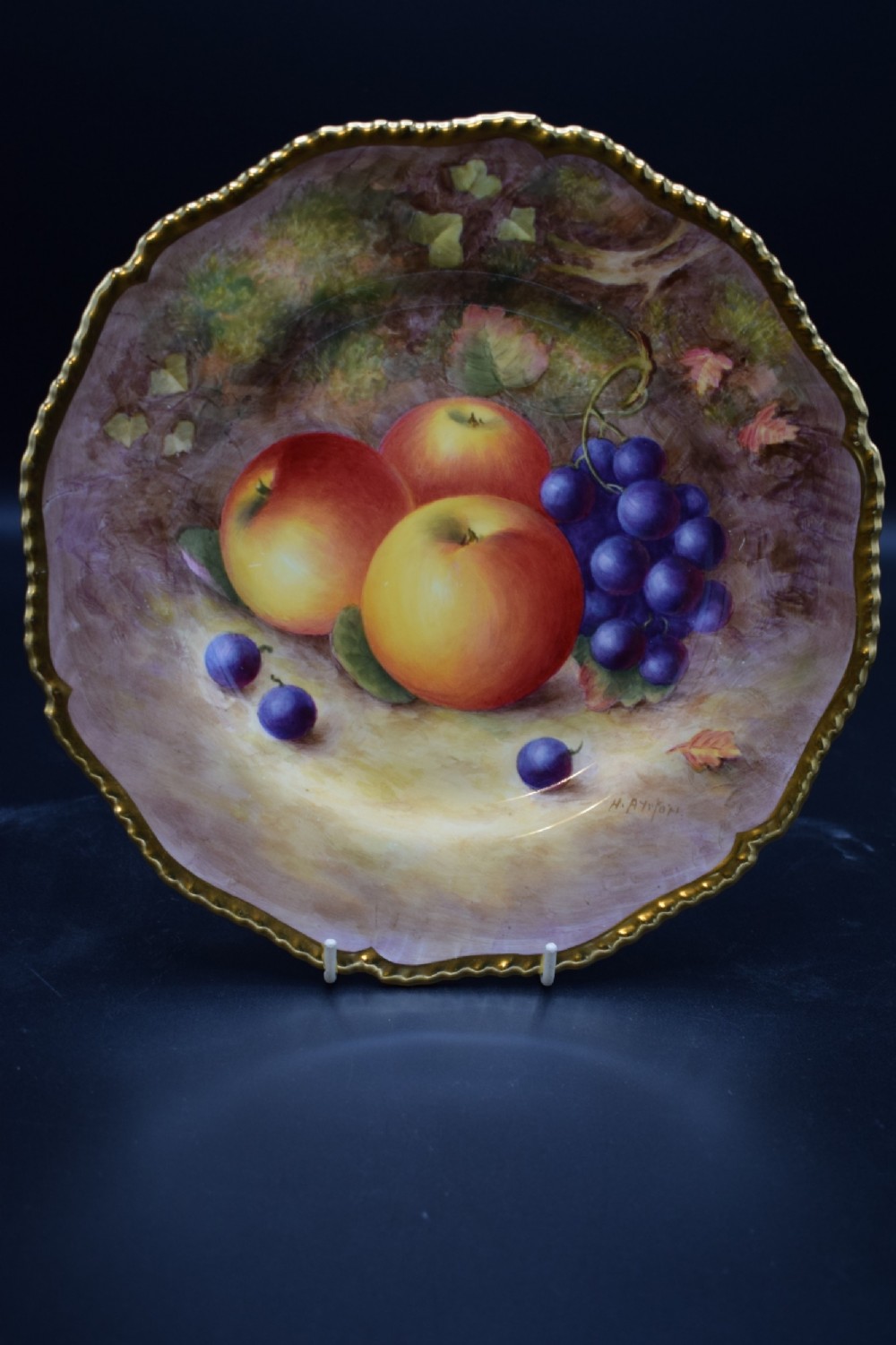 royal worcester painted fruit large rope edge plate