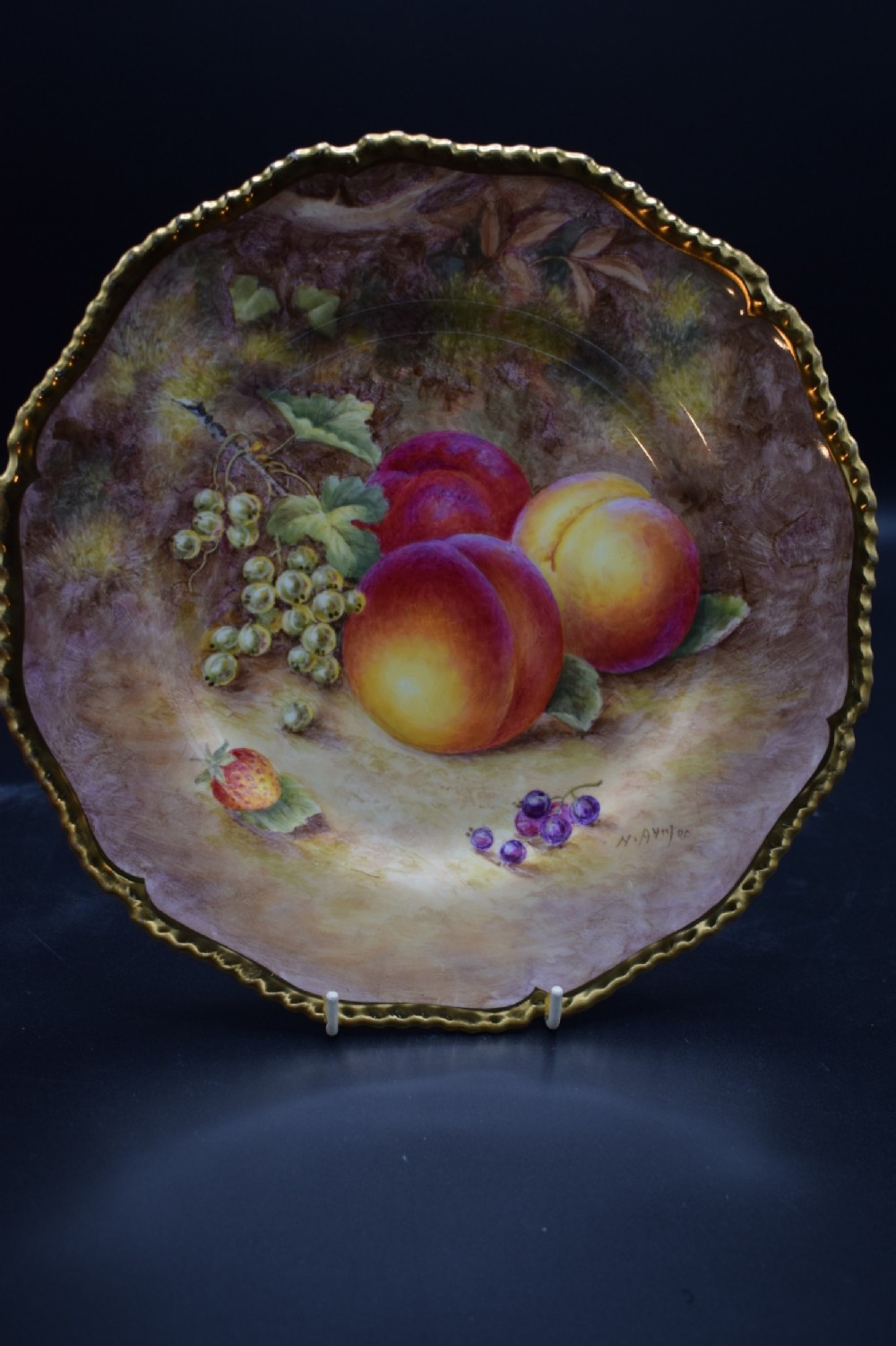royal worcester painted fruit large rope edge plate