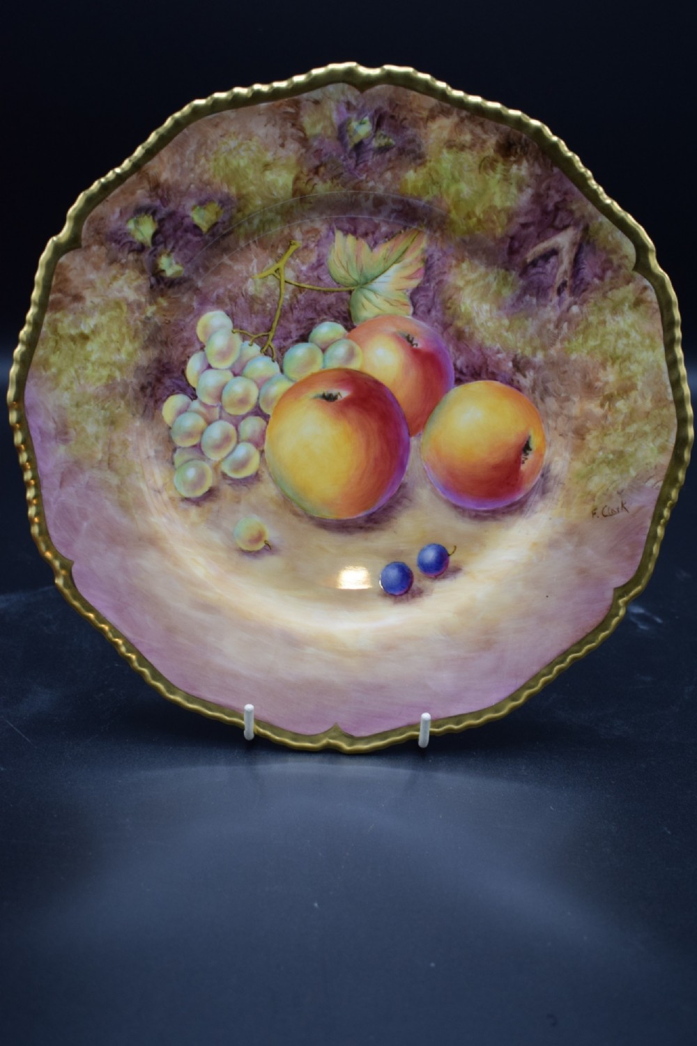 royal worcester painted fruit large rope edge plate