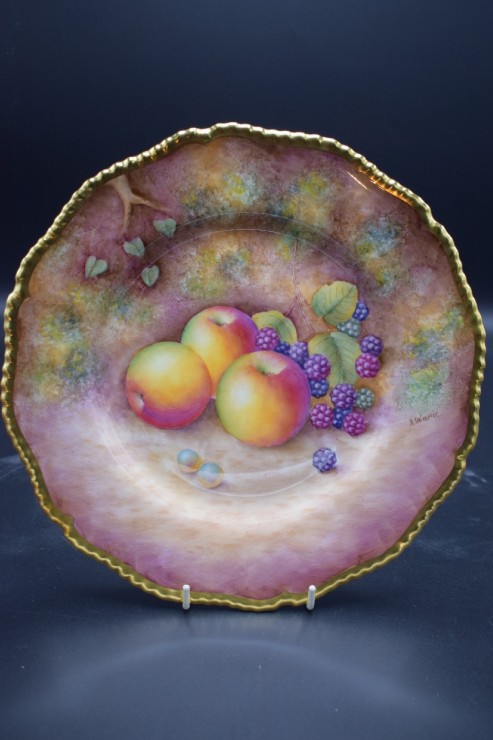 royal worcester painted fruit large rope edge plate