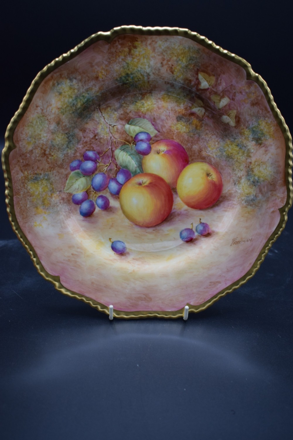 royal worcester painted fruit large rope edge plate