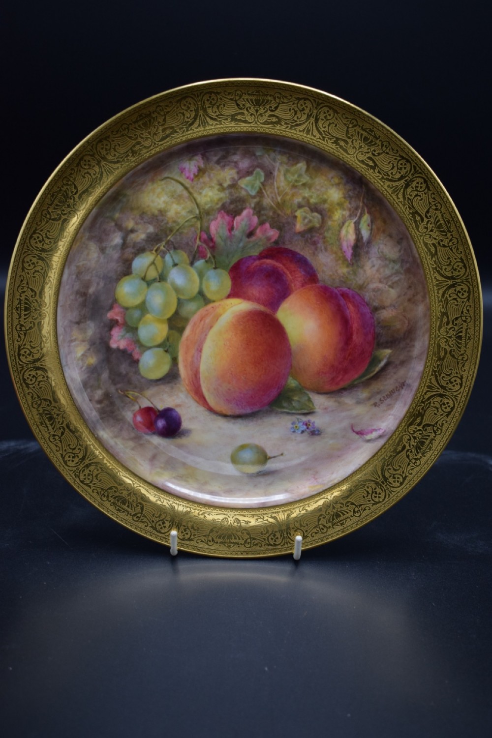 royal worcester early period painted fruit cabinet plate by sebright