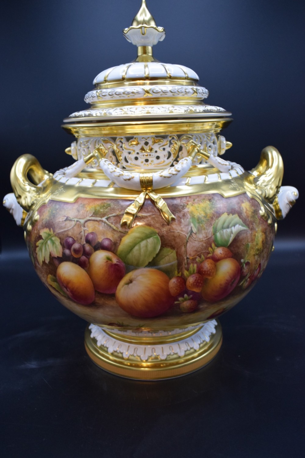 royal worcester xl jumbo bow vase and cover by paul english