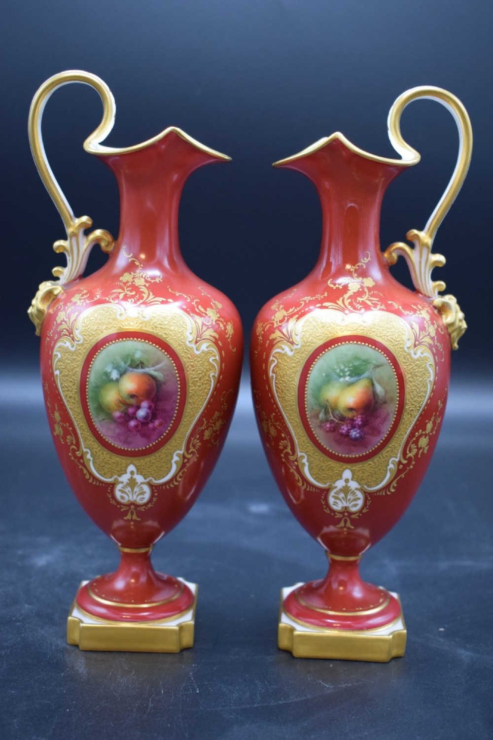 royal worcester pair of ewers signed chivers